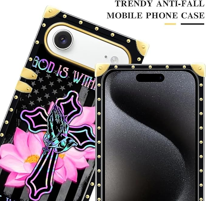 for iPhone 17 Air Case Luxury Golden Decoration for Girl Women Soft TPU Shockproof Protective Hard PC Back for iPhone 17 Air Crazy Pattern Praying Cross Hands