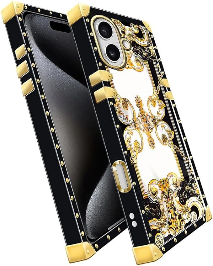 for iPhone 17 Case Luxury Golden Decoration for Girl Women Soft TPU Shockproof Protective Hard PC Back for iPhone 17 Crazy Pattern Gold Grain Flowers
