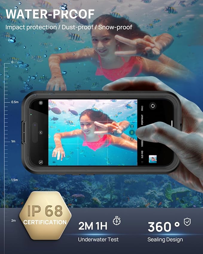 Lanhiem Magnetic for iPhone 16 Plus Waterproof Case, Built-in Privacy Screen Protector, Compatible with MagSafe, Anti-Spy Full Body Phone Case for iPhone 16 Plus 6.7", Black