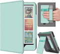 TNP Stand Case for Kindle Paperwhite 12th Generation 2024 / Kindle Colorsoft Signature Edition with Hand Strap & Card Slot - 7" PU Leather Protective Folio Cover with Auto Wake/Sleep, Agave Green