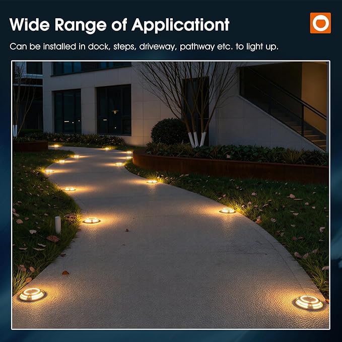 addlon Solar Dock Lights Outdoor 12 Pack, 2 Color Modes LED Deck Marine Waterproof Driveway Marker Lights for Step Sidewalk Stair Garden Pathway Walkway Yard (Warm White/Cool White)