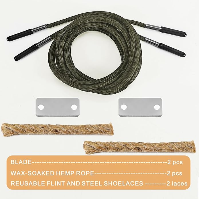 UamGlsob Paracord Survival Shoelaces with Magnesium Fire Starter - Emergency Fire Making Laces for Hiking,Backpacking,Camping