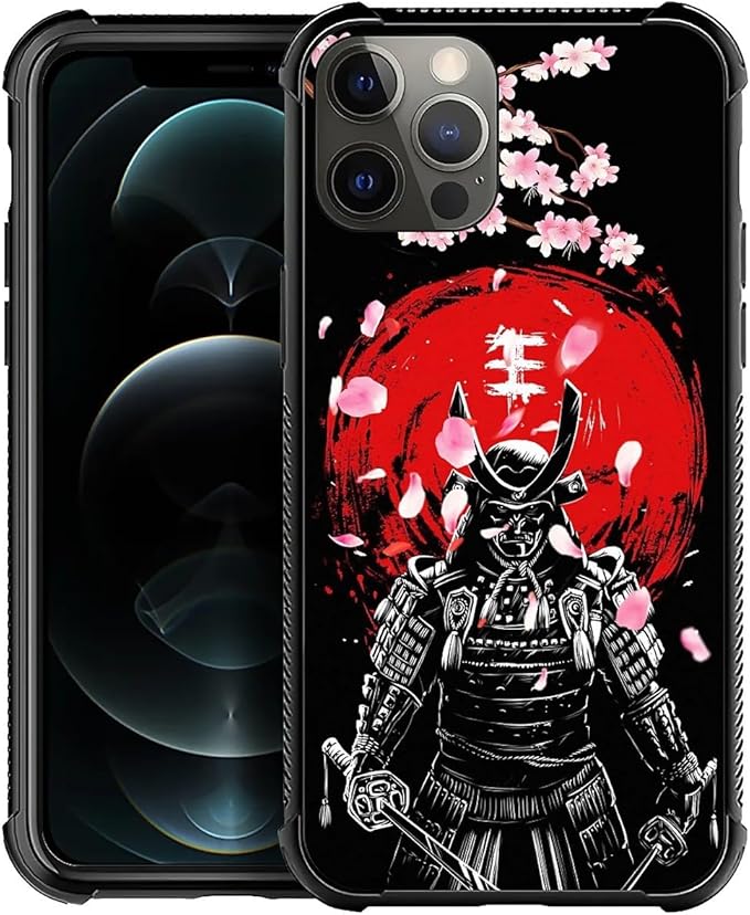 for iPhone 11 Pro Case, Sakura Japanese Samurai Pattern Graphic Design Girl Boy Soft Silicone Hard Acrylic Shock Protection for iPhone 11 Pro