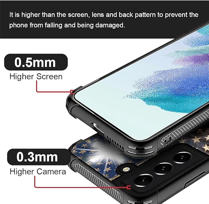 for Samsung Galaxy S22 Plus Case, Red American Flag Horse Cross Pattern Graphic Design Girl Boy Soft Silicone Hard Acrylic Shock Protection for Samsung Galaxy S22 Plus