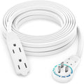 Maximm Cable 20 Ft 360° Rotating Flat Plug Extension Cord, 16/3 AWG Multi 3 Outlet 3-Prong Grounded Wire- White - UL Certified