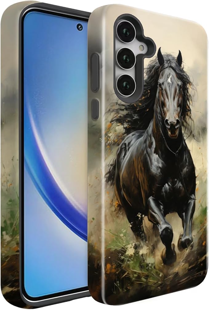 Compatible for Samsung Galaxy S25 Plus 5G Case, Dual Layer Heavy Duty 2 in 1 Shockproof Protective Phone Case,Running Horse