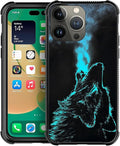 for iPhone 14 Pro Case, Blue Breathing Wolf Pattern Graphic Design Girl Boy Soft Silicone Hard Acrylic Shock Protection for iPhone 14 Pro