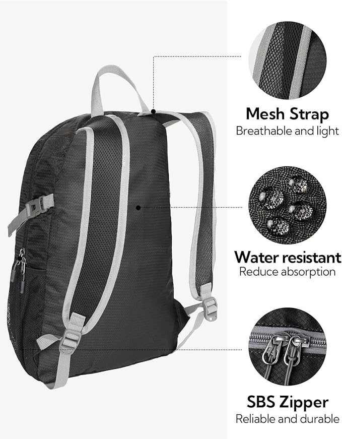 WATERFLY Small Lightweight Packable Backpack: 20l Ultra Light Foldable Travel Hiking Camping Daypack Day Pack for Man Woman
