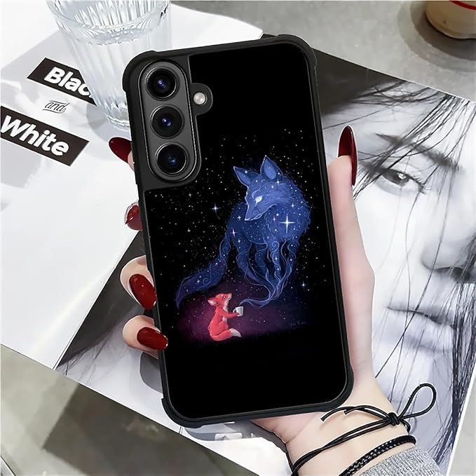 for Samsung Galaxy S26 Plus Case,Graphic Design for Girl Boy Soft Silicone Hard Acrylic Shock Protection Designed for Samsung Galaxy S26 Plus Galaxy Fox Wolf Pattern