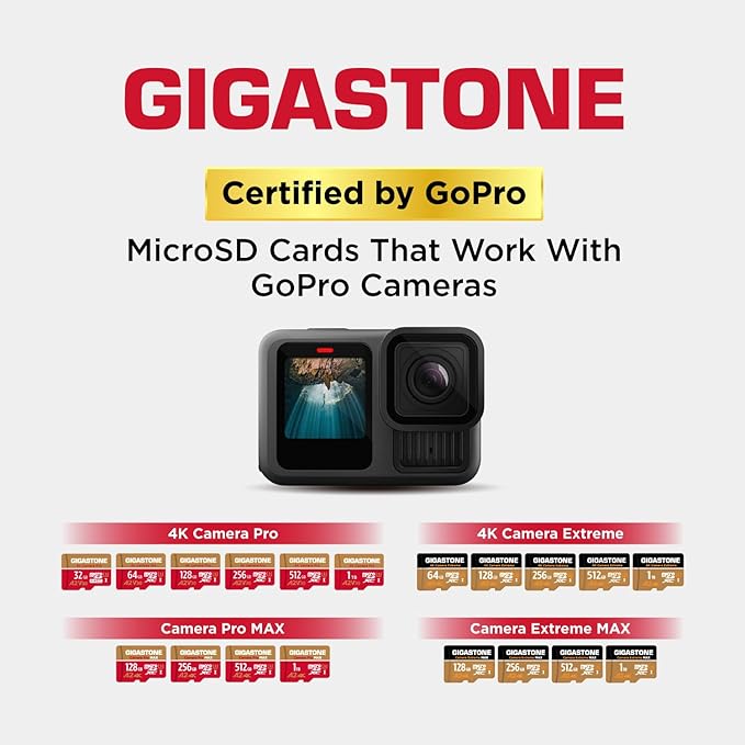 【5-Years Data Recovery】 GIGASTONE 128GB Micro SD Card, 4K Video Recording for GoPro, Action Camera, DJI, Drone, Nintendo-Switch, R/W up to 100/50 MB/s MicroSDXC Memory Card UHS-I U3 A2 V30 C10