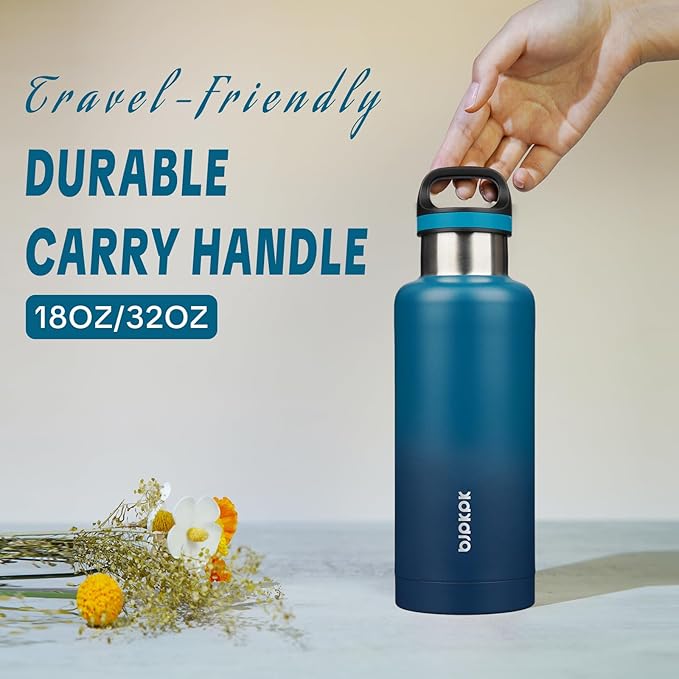BJPKPK Insulated Water Bottle 32OZ Stainless Steel Water Bottle with Handle Double Walls Vacuum Insulated BPA Free Flask, Indigo Black