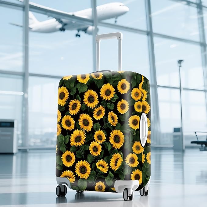 ANNA QUEEN Sunflowers Travel Luggage Cover -Stretchable Airplane Suitcase Protector Sleeve,Universal Washable Fit for 28-30 Inch Checked Baggage,Water Resistant Durable Luggage Protector