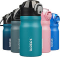 BJPKPK Stainless Steel Insulated Water Bottle with Straw Lid 14oz Reusable Metal Thermal Flask Bottles Keep Cold and Hot,Laguna