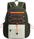 G4Free 10L Small Backpack for Women Men Lightweight Mini Travel Backpacks Hiking Casual Daypack, Dark Green & Beige