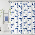 Navy Bow Shower Curtain, Navy and White Modern Aesthetic Bowknot with Polka Dot Cute Girly Bathroom Curtain Waterproof Fabric Machine Washable with Hooks, 72" Wx96 L