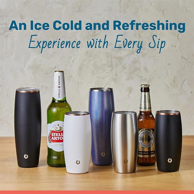 SNOWFOX Insulated Beer Glass, Premium Vacuum Insulated Stainless Steel for Cold Drinks, Guiness Glass, Lightweight Pint Glass, Gift for Men, Home Bar Accessories, 23.9oz