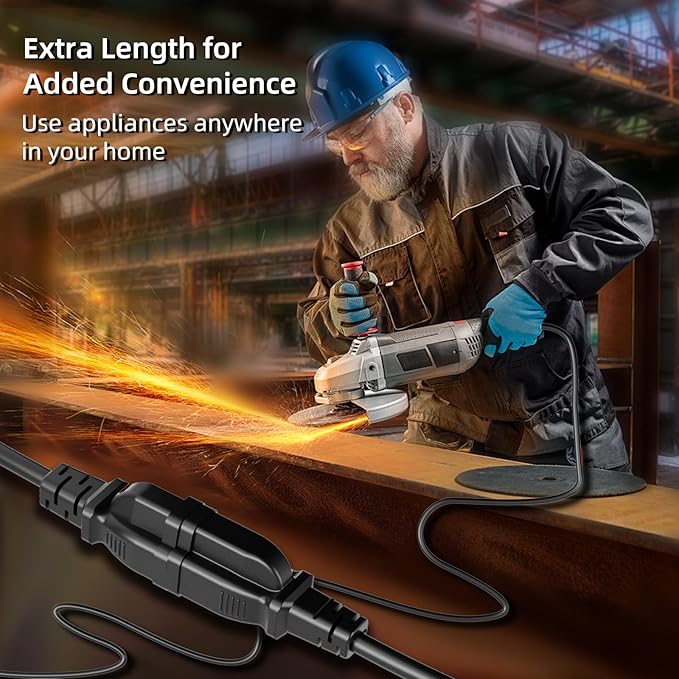 100 FT Outdoor Extension Cord Waterproof, Black, 3-Prong Power Cord, 16 AWG SJTW, 10A 1250W, Grounded, General Purpose Long Extension Cord for Lawn & Garden, ETL Listed