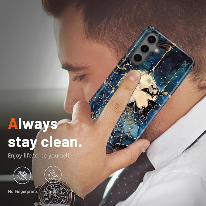 Compatible for Samsung Galaxy S25 FE 5G Case, Dual Layer Heavy Duty 2 in 1 Shockproof Protective Phone Case,Stained Glass Bats Spooky Moon