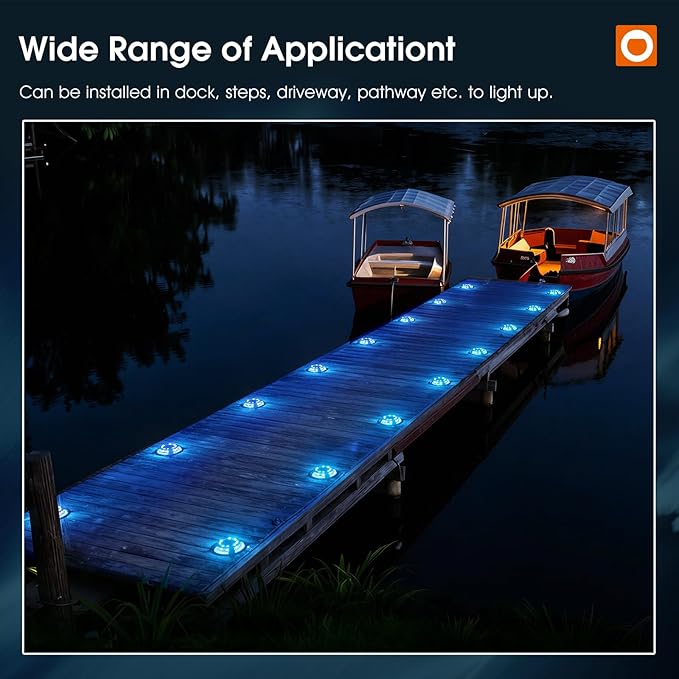 addlon Solar Dock Lights Outdoor 1 Pack, 2 Color Modes LED Deck Marine Waterproof Driveway Marker Lights for Step Sidewalk Stair Garden Pathway Walkway Yard (Blue Light/Cool White)