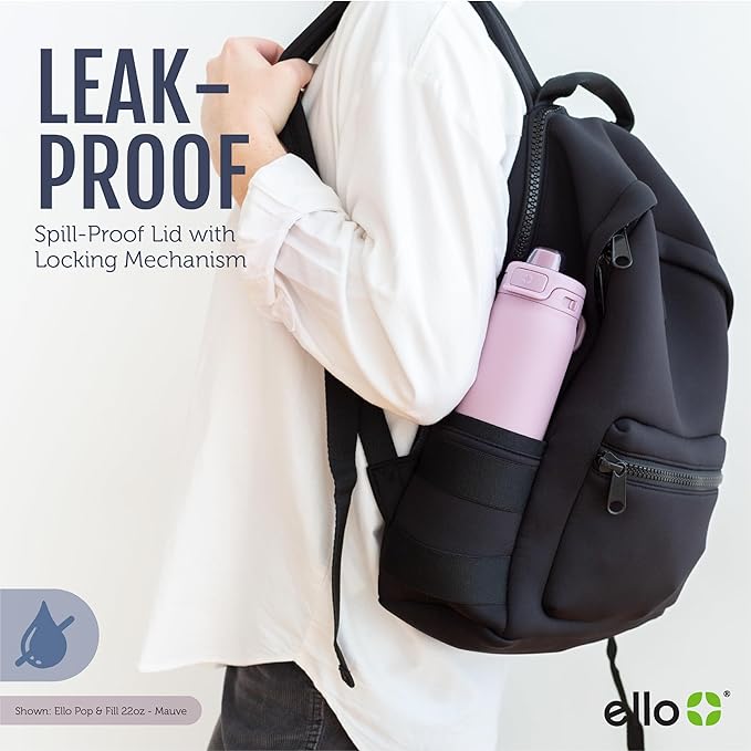 Ello Pop & Fill 32oz Stainless Steel Water Bottle with Quick Fill Technology, Double Walled and Vacuum Insulated Metal, Leak Proof Locking Lid, Sip and Chug, Reusable, BPA Free, Pastel Paradise