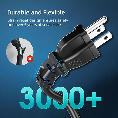 15 FT Outdoor Extension Cord Waterproof, Black, 3-Prong Power Cord, 16 AWG SJTW, 13A 1625W, Grounded, General Purpose Long Extension Cord for Lawn & Garden, ETL Listed