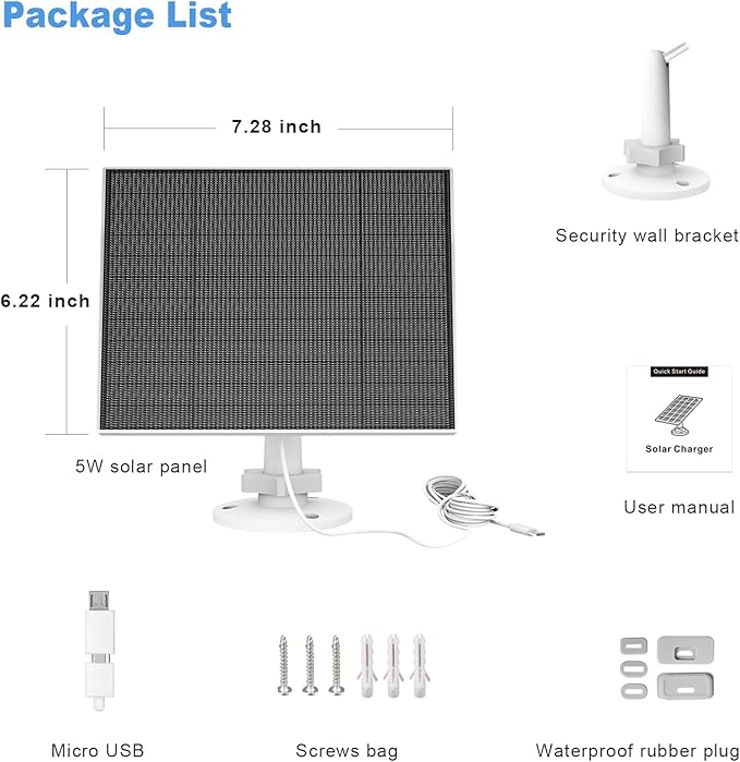 Solar Panel for Eufy Outdoor Camera, Compatible with Eufycam Camera, Continuous Power Supply, Includes 9.8ft Charging Cable, IP65 Waterproof, 3 Pack