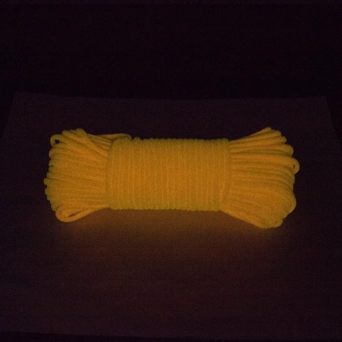 Glow in The Dark Zesty 550lb Paracord – 21 Strand Luminous Parachute Cord for Nighttime Outdoor Utility – 8 Colors and Length Options of 25', 50’, 100’, and 1,000’