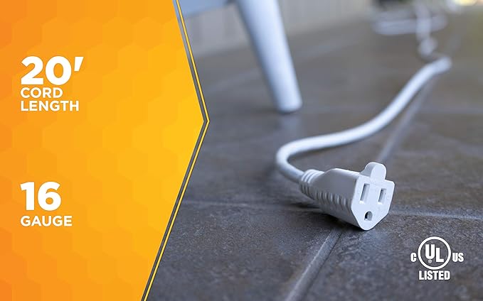 Southwire Outdoor Extension Cord - Light Duty Landscape & Patio Power Cable for Outdoor Use - Weather Resistant Vinyl Jacket - Neutral White Finish - 16/3 Gauge - 20-Foot
