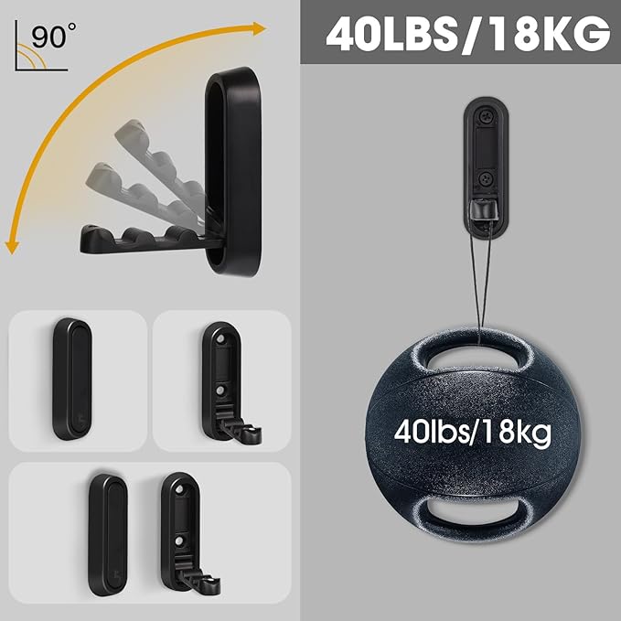 Dntorx Folding Coat Hooks, 4 Pcs Foldable Black Wall Hooks Heavy Duty Foldable Hook Bathroom Towel Hooks Robe Hooks Wall Mounted for Hanging Coat Towels Clothes Hat Bags Keys