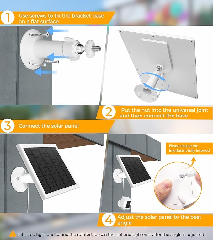 8W Solar Panel for Ring Camera, 3-Pack Solar Panel Charger Compatible with Ring Stick Up Cam Battery, Spotlight Cam Battery, Includes Barrel Plug to USB-C Adapter, IP65 Waterproof, 10ft Cable