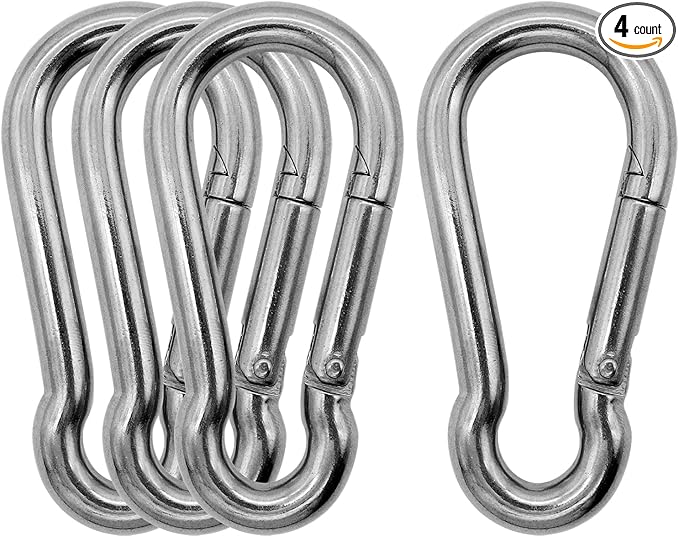 Marine Grade 316 Stainless Steel Carabiners Heavy Duty, Durable & Rust-Free Clips for Gym, Swing, Dog Leashes, Hammocks, Keychains, and More