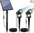APONUO Metal Solar Spot Lights Outdoor with 9.8ft Cable Solar Powered Landscape Lighting Low Voltage IP65 Waterproof Auto On/Off for Outside Garden Yard Landscape Pathway Garage-Multicolor(2-in-1)