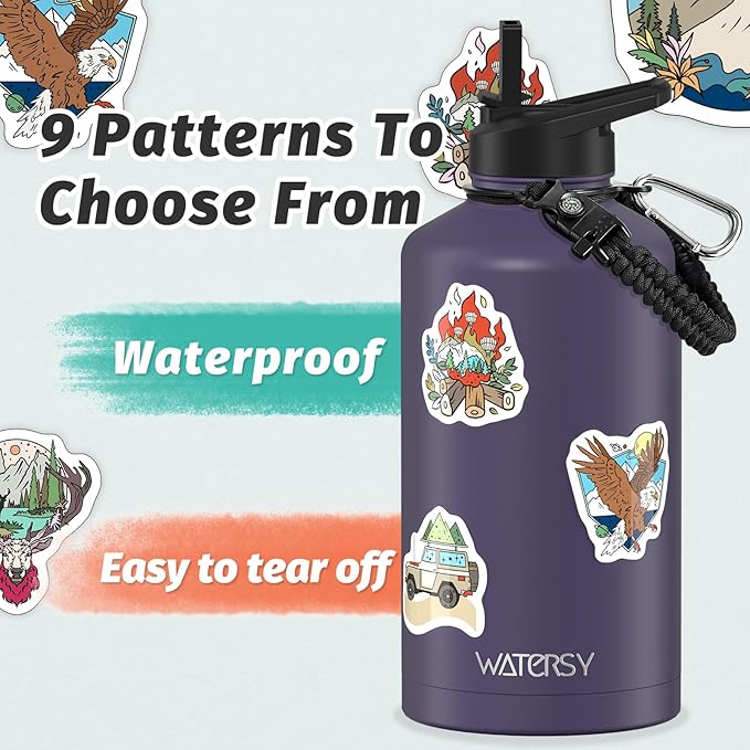 87oz Insulated Water Bottle (Cold for 48 Hrs),BPA Free&Leak Proof,1.5 Gallon Stainless Steel Water Flask,Water Jug with Straw Spout Lids for Gym,Hiking,Camping,Purple