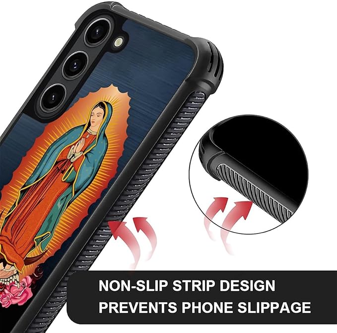 for Samsung Galaxy S23 Plus Case, Red Virgen Guadalupe Pattern Graphic Design Girl Boy Soft Silicone Hard Acrylic Shock Protection for Samsung Galaxy S23 Plus