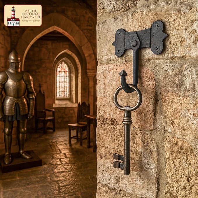 Mystic Colonial Hand-Forged Iron Wall Hooks – Set of 2 (4×5 in)