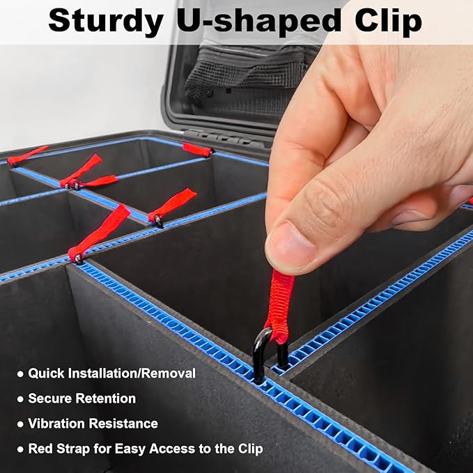 LAFENLIN UPGRADE DIY Divider System for Pelican 1510 [Organize Securely, Customize Instantly], Professional U-Clip & Red Pull Tab Dividers for Camera, Tactical, Medical, Tool Gear - Case Not Included