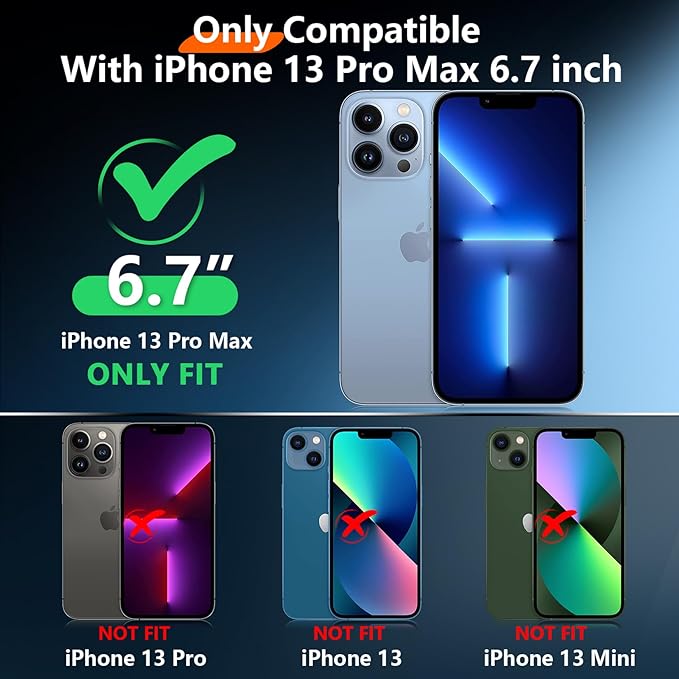 2025 New for iPhone 13 Pro Max Case Waterproof,[Built-in Screen Protector & Camera Protector] [Full Body Shockproof] [IP68 Underwater][Dustproof][Dropproof] Phone Case for iPhone 13 Pro Max 6.7"