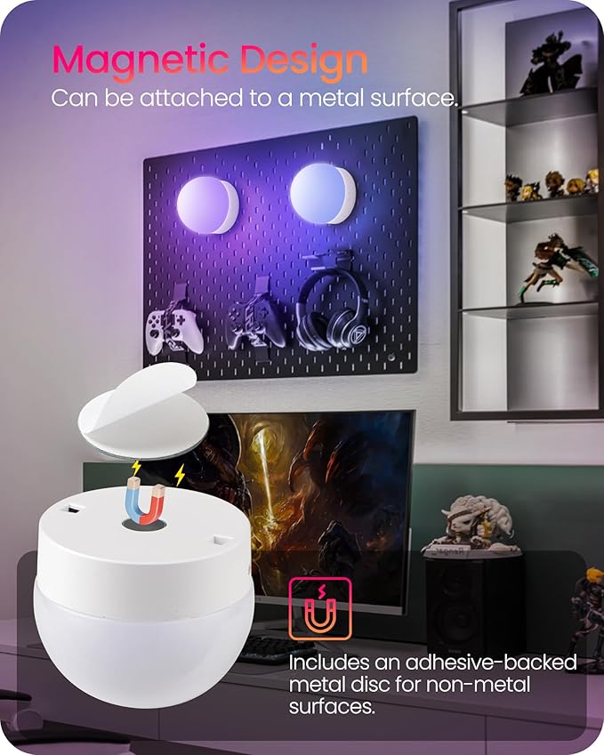 Rechargeable Light Bulbs with Remote Control, Battery Operated Light Bulbs, 3 Timer 15 Colors Selectable, Dimmable Wireless RGB LED Bulb for Wall Sconce, Non-Hardwired, 2 Pack, R01YBP206