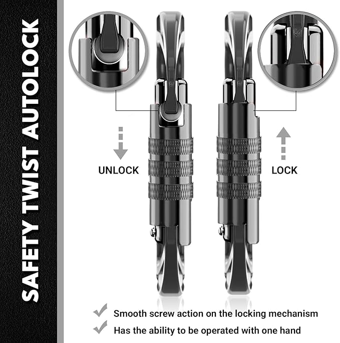 Rhino Produxs 12kN (2697 lbs) Heavy Duty Carabiner Clips, for Securing Pets, Outdoor, Camping, Hiking, Hammock, Dog Leash Harness, Keychains