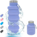 YCT Collapsible Water Bottle 17oz（500ml），Travel Portable Sport Water Bottle，Reusable Silicone Foldable Water Bottles for Gym Camping Hiking (Purple)
