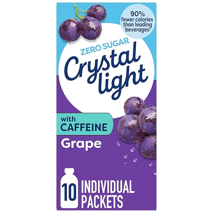 Crystal Light On The Go Energy Grape - Caffeine Energy Releasing, 10-Packet Boxes (Pack of 8)