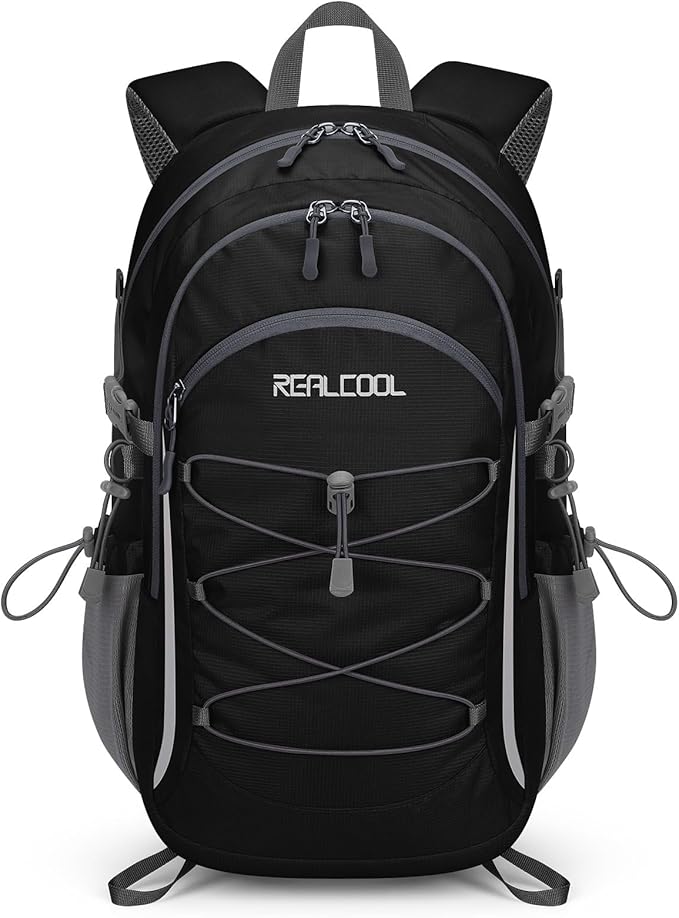 RealCool Hiking Backpack for Men Women,20L Lightweight Waterproof Travel Camping Backpack Hiking Daypack for Cycling Running,Black