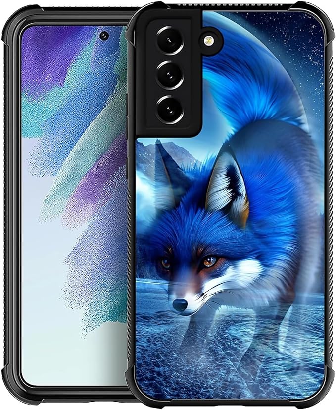 for Samsung Galaxy S21 FE Case, Snowy Mountain Fox Lake Pattern Graphic Design Girl Boy Soft Silicone Hard Acrylic Shock Protection for Samsung Galaxy S21 FE