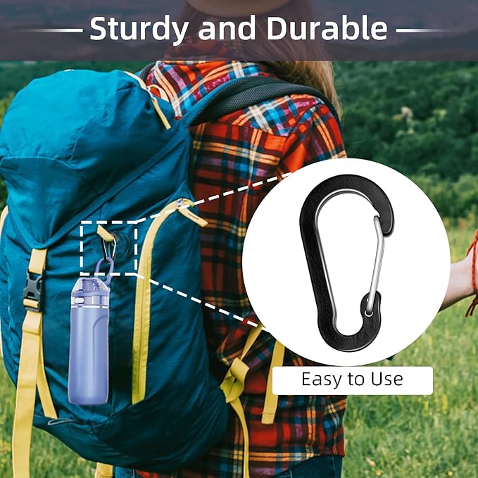 10pcs Aluminum Small Carabiner Clip, 2 Inch Carabiner Keychain Clasp Spring D Ring for Hanging Home KeyRings Hook Paracord Lanyard Keychain Pet Collar Hiking Camping Fishing Accessories (Gold)