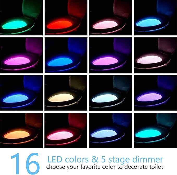 Chunace 4 Pack Toilet Night Light with Motion Activated Sensor, 16 Colors LED Nightlight Inside Bowl, Cool Stuff for Bathroom Decor Accessories, Unique & Funny Gadgets for Men/Kids 2025