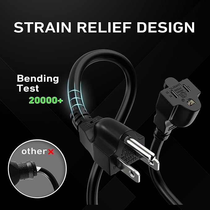LUCKY TL Indoor Outdoor Extension Cord, 14/3 Gauge Black Long Extension Cord 50ft, Waterproof Flexible Case, Made of Pure Copper, 15A 1875W 16AWG SJTW, 3 Prong Heavy Duty Wire, ETL