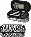 Black White Stripes Pencil Case Organizer Zebra Animal Skin Artwork Texture Stationery Box Makeup Box School Supply for Boy Girl Men Women