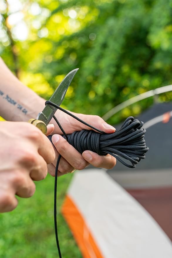 Coghlan's 50 ft Nylon Paracord, Black - Type III 550 Survival Rope with 7 Core Strands, 550 lbs Break Strength - Versatile Outdoor Gear for Camping, Shelter, Repair, and Emergency Preparedness