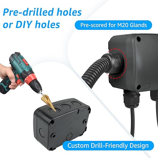 SuperInk Black Outdoor Junction Box, IP66 Waterproof Electrical Enclosure, PVC ABS Weatherproof Project Box, 4.9 x 3.3 x 2.3 Inch, Compact Electrical Case for Garden, CCTV and DIY Wiring,2PCS
