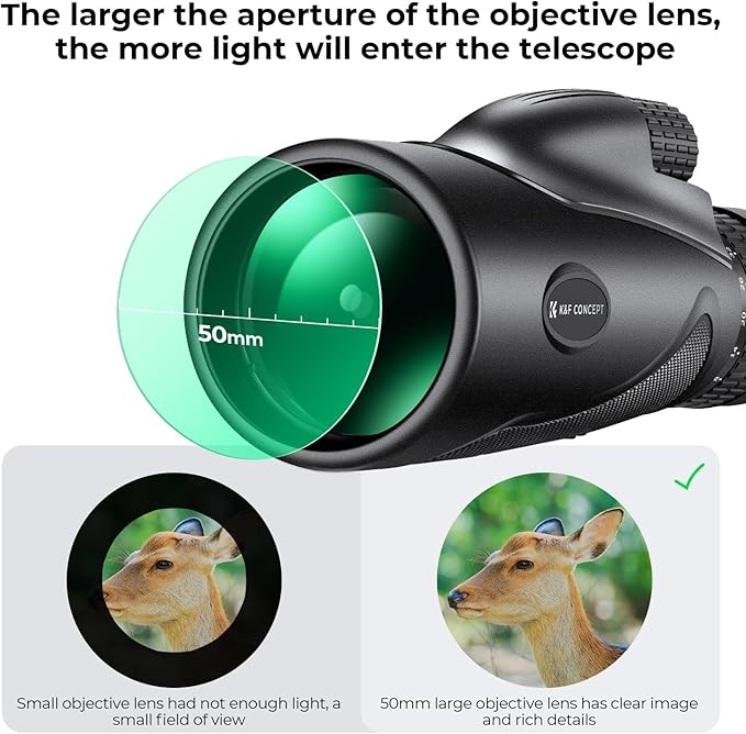 K&F Concept 8-32X50 Zoom Monocular - High Power Dual Focus Prism Compact Monoculars for Kids Adults, with Phone Adapter, Low Light Night Vision, FMC Lens for Bird Watching Hunting Travel Camping Starg